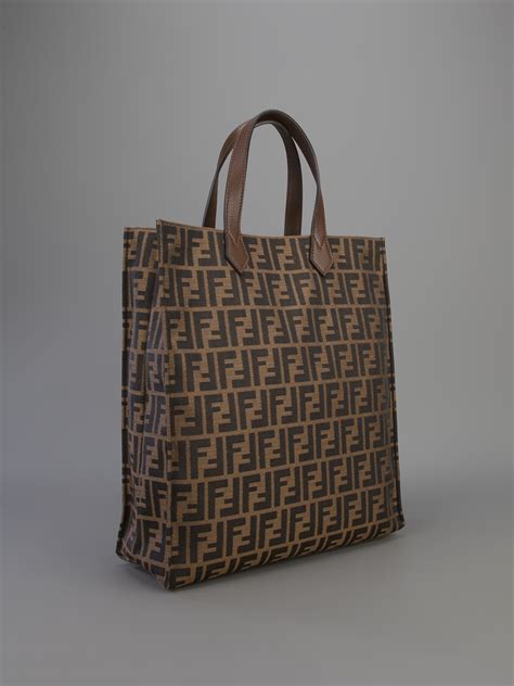 fendi zucca shopping tote bag brown|Fendi zucca shopper tote.